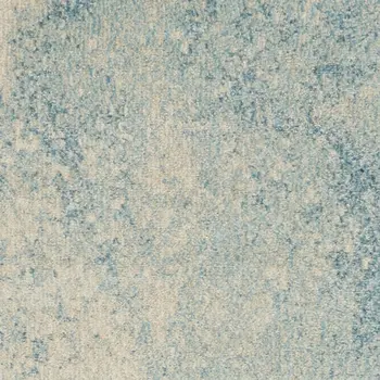 8' Blue And Ivory Abstract Runner Rug