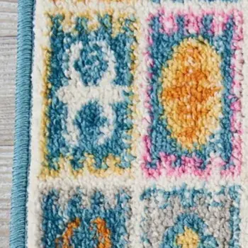 8' Ivory And Blue Ogee Distressed Runner Rug