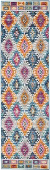 8' Ivory And Blue Ogee Distressed Runner Rug