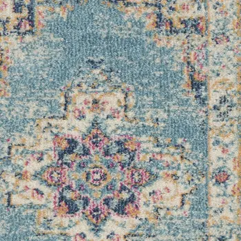 2' X 3' Blue And Ivory Southwestern Distressed Area Rug