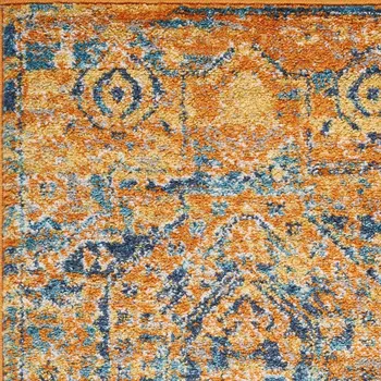 2' X 3' Teal And Gold Medallion Distressed Area Rug