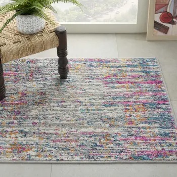 2' X 3' Ivory And Blue Abstract Area Rug