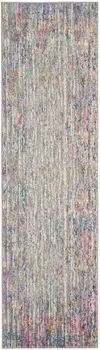 6' Ivory And Blue Abstract Runner Rug