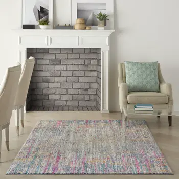 4' X 6' Ivory And Blue Abstract Area Rug