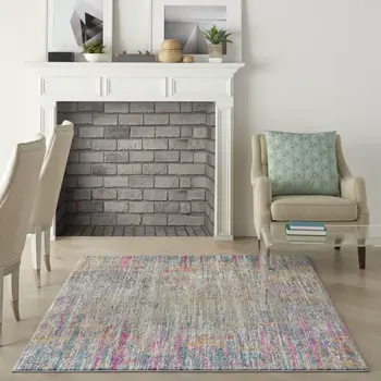 4' X 6' Ivory And Blue Abstract Area Rug