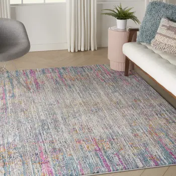 5' X 7' Ivory And Blue Abstract Area Rug