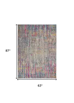 5' X 7' Ivory And Blue Abstract Area Rug