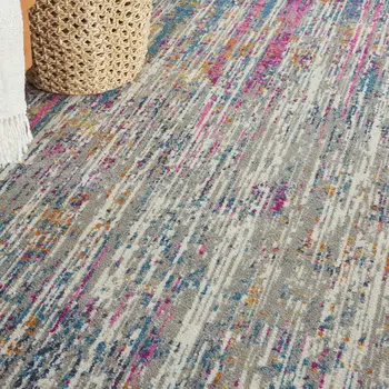 7' X 10' Ivory And Blue Abstract Area Rug