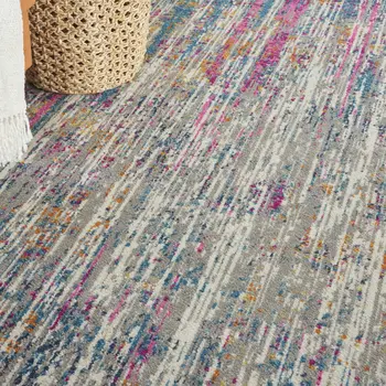 8' X 10' Ivory And Blue Abstract Area Rug