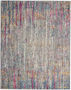 8' X 10' Ivory And Blue Abstract Area Rug