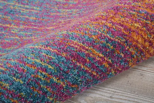 6' Blue And Orange Abstract Runner Rug