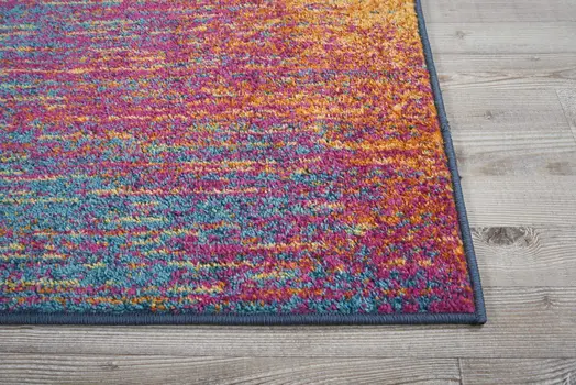 6' Blue And Orange Abstract Runner Rug