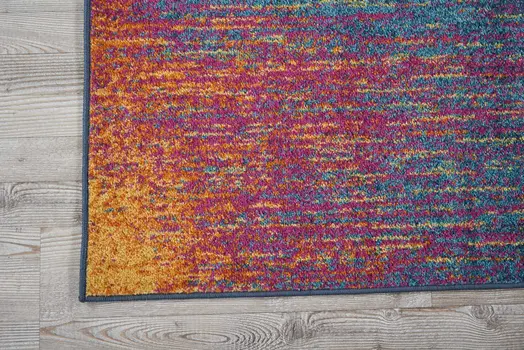 6' Blue And Orange Abstract Runner Rug