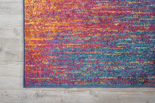 10' Blue And Orange Abstract Runner Rug