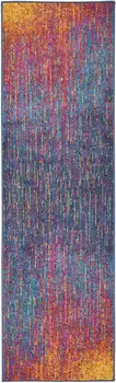 10' Blue And Orange Abstract Runner Rug