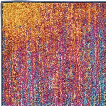 10' Blue And Orange Abstract Runner Rug