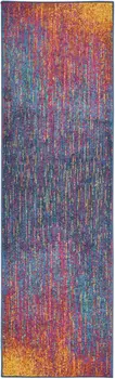 10' Blue And Orange Abstract Runner Rug