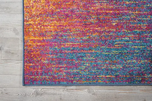 10' Blue And Orange Abstract Runner Rug