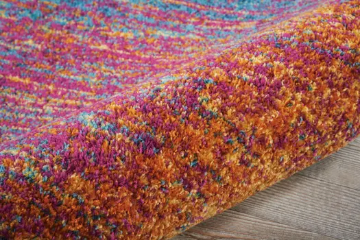 10' Blue And Orange Abstract Runner Rug