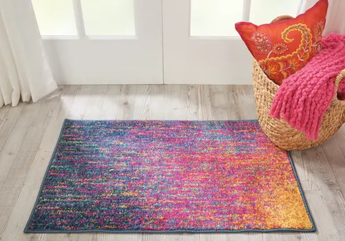 2' X 3' Blue And Orange Abstract Area Rug