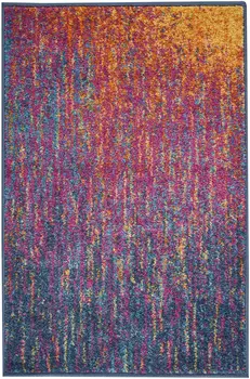 2' X 3' Blue And Orange Abstract Area Rug