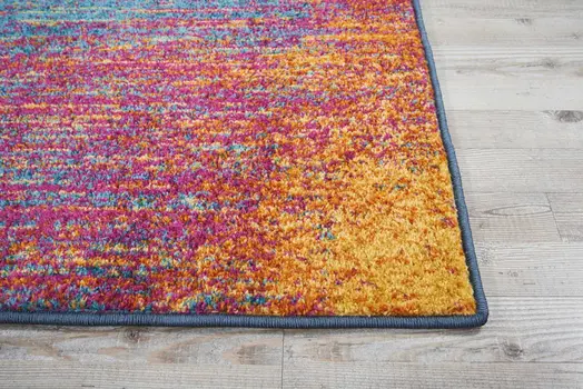 8' Blue And Orange Abstract Runner Rug