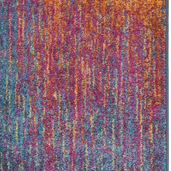 8' Blue And Orange Abstract Runner Rug