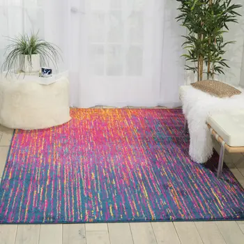 4' X 6' Blue And Orange Abstract Area Rug