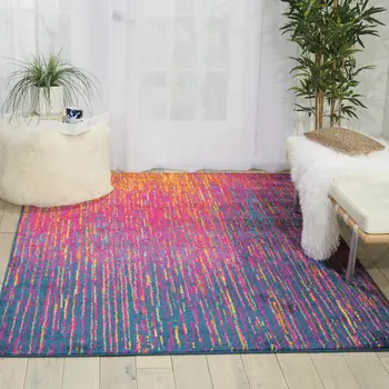 4' X 6' Blue And Orange Abstract Area Rug