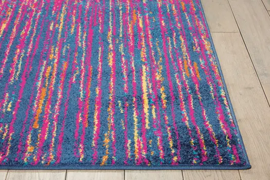 4' X 6' Blue And Orange Abstract Area Rug