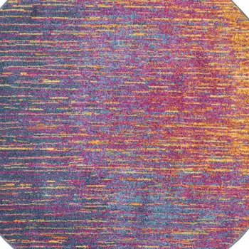 4' Blue And Orange Abstract Round Rug