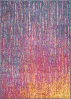 7' X 10' Blue And Orange Abstract Area Rug