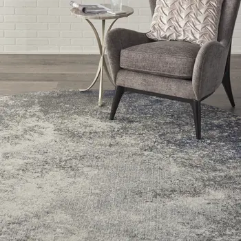 8' Gray And Ivory Abstract Round Rug