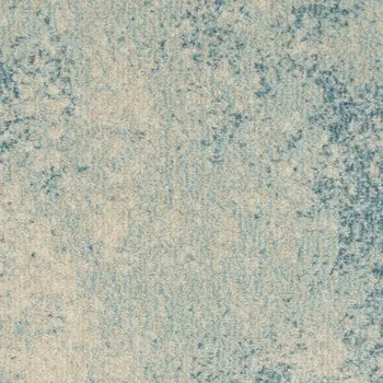 6' Blue And Ivory Abstract Runner Rug