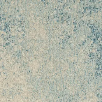 6' Blue And Ivory Abstract Runner Rug