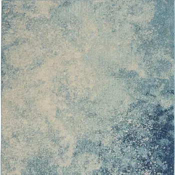 4' X 6' Blue And Ivory Abstract Area Rug