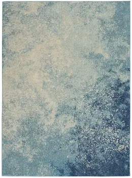 4' X 6' Blue And Ivory Abstract Area Rug