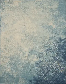 8' X 10' Blue And Ivory Abstract Area Rug