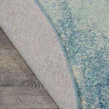 8' Blue And Ivory Abstract Round Rug