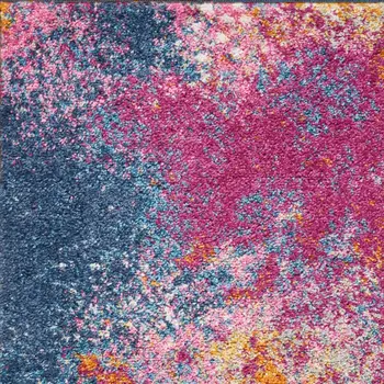 2' X 3' Blue And Orange Abstract Area Rug