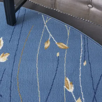 10' Blue And Gold Floral Runner Rug