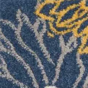 8' Blue And Gold Floral Runner Rug