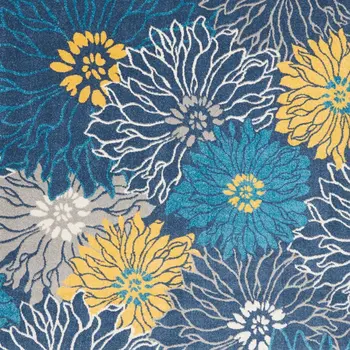 8' X 10' Blue And Gold Floral Area Rug