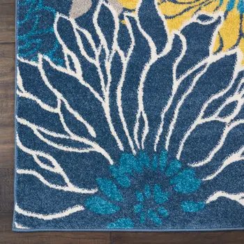 8' X 10' Blue And Gold Floral Area Rug