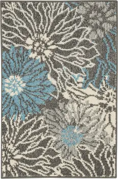 2' X 3' Blue And Gray Floral Area Rug