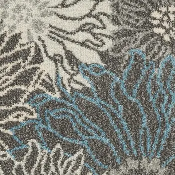 6' Blue And Gray Floral Runner Rug