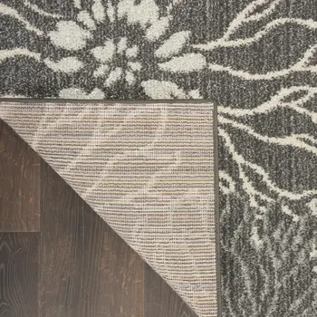 10' Blue And Gray Floral Runner Rug