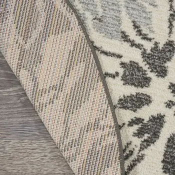 4' Blue And Gray Floral Round Rug