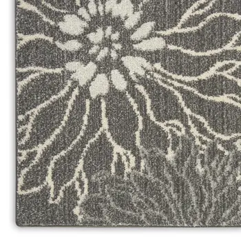7' X 10' Blue And Gray Floral Area Rug