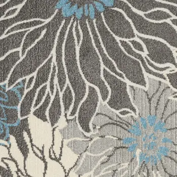 8' X 10' Blue And Gray Floral Area Rug